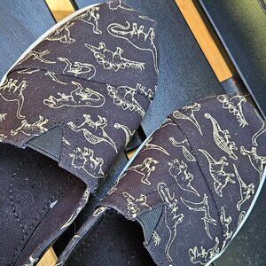 Toms Black Flats with Dinosaur Pattern